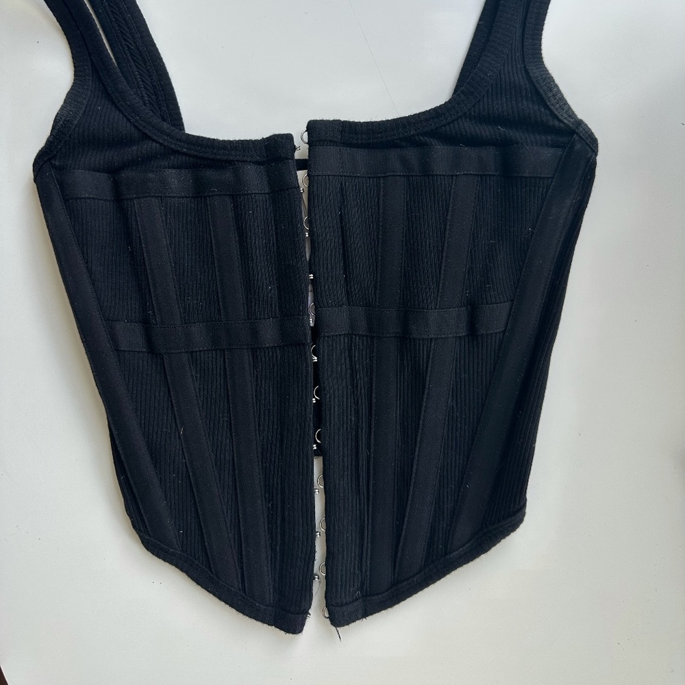 Dion Lee Black Ribbed Corset XS